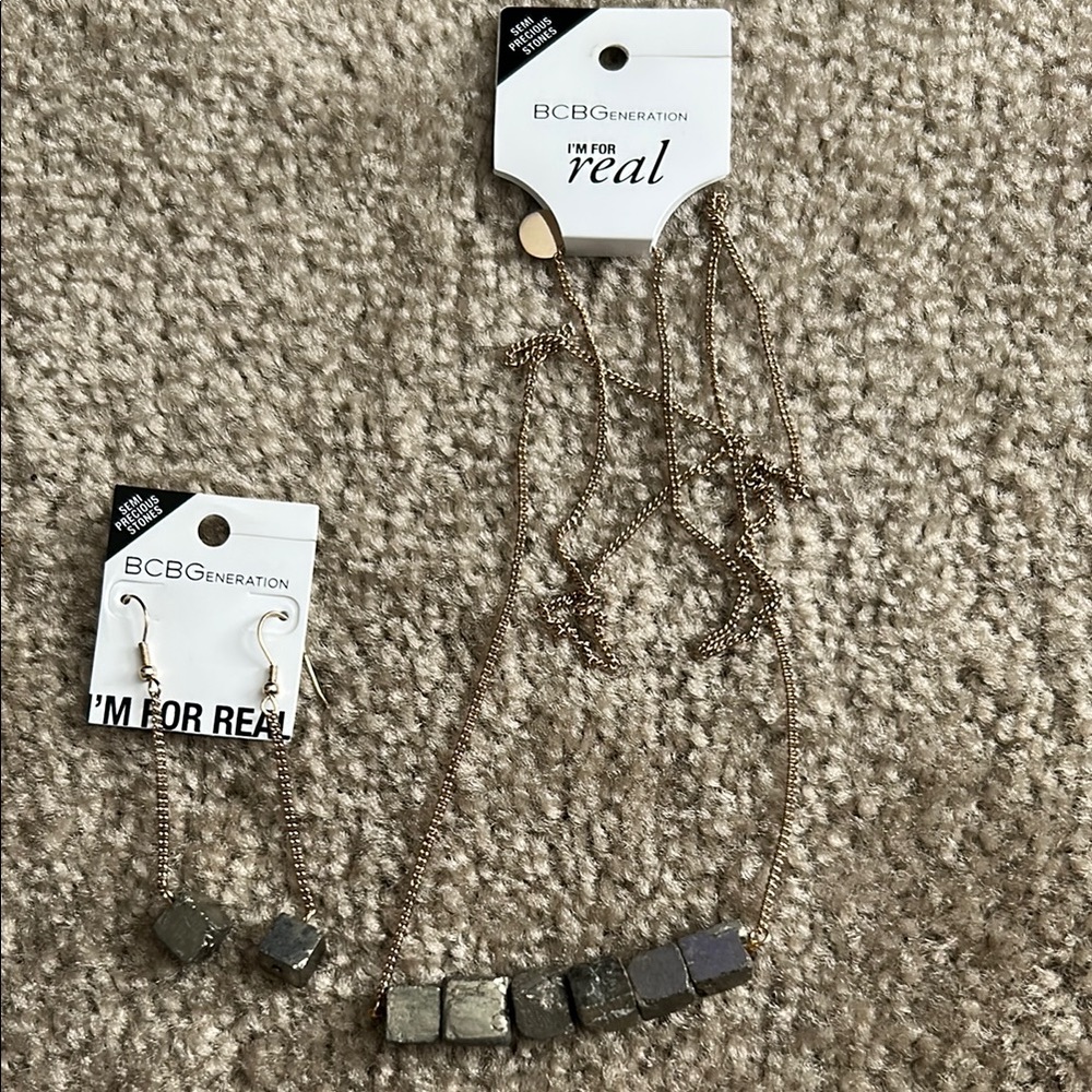 BCBGeneration Gold Necklace and Earring Set - Picture 1 of 5